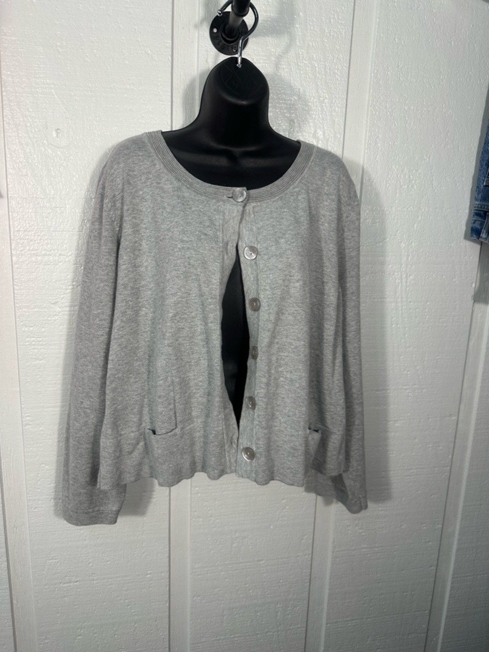 J. Jill Gray Cardigan Button Down Sweater Size XL EUC